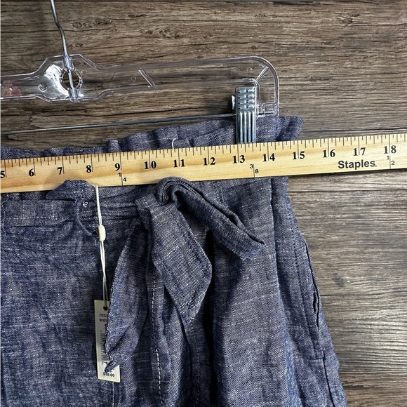 Max Studio Blue High Waist Shorts with Tie Belt - Picture 6 of 12